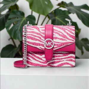 🩷MICHAEL MICHAEL KORS🩷Greenwich Dragonfruit Animal Print Sm Flap Crossbody/NWT